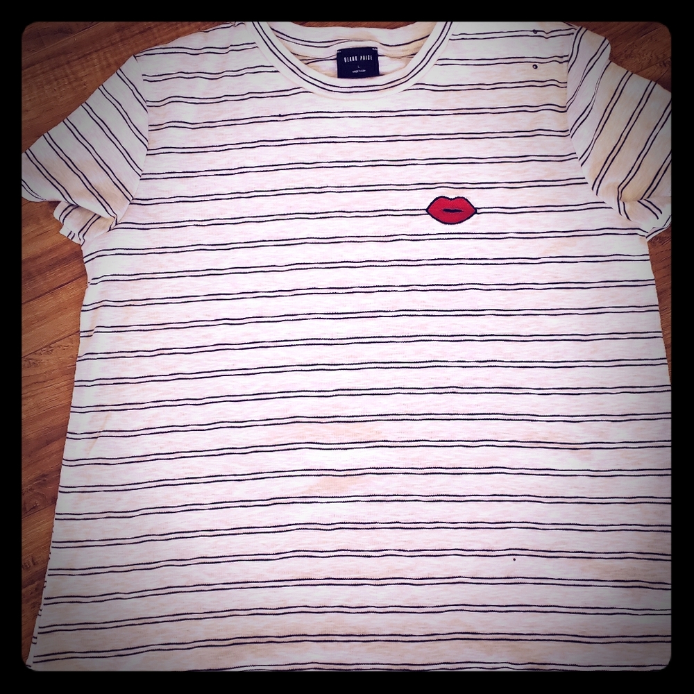 Striped Tee with Lip logo